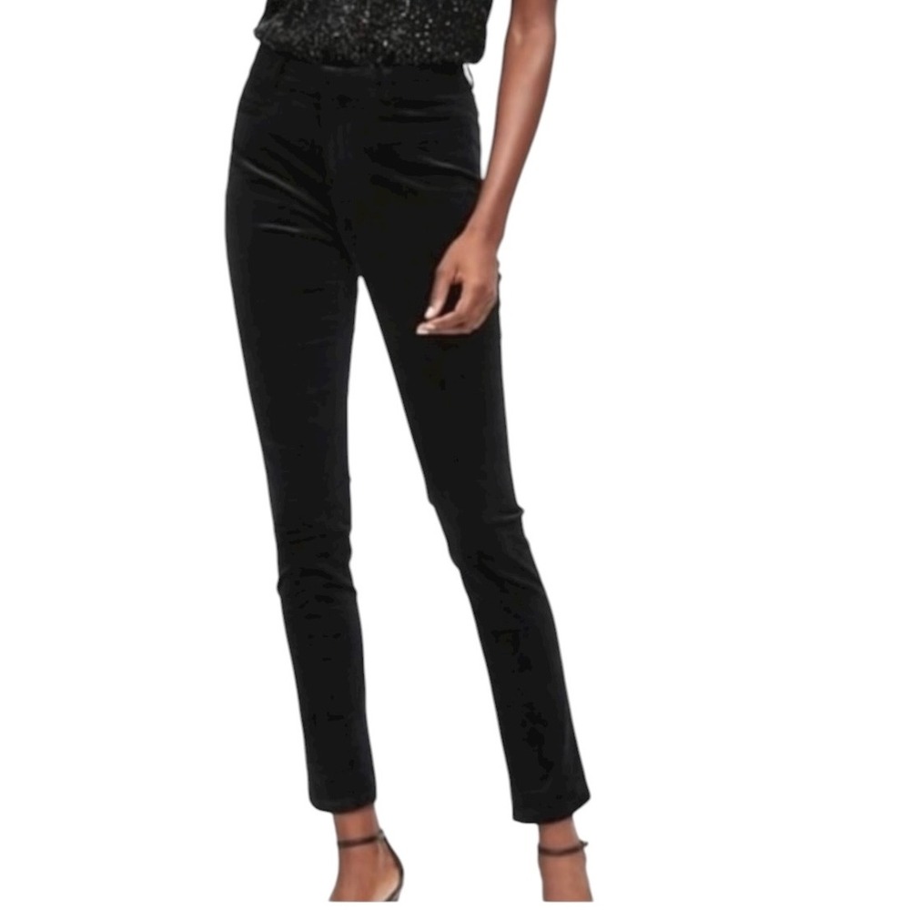 Banana‎ Republic Black Velvet Pants Size 30 Stretch Casual Career